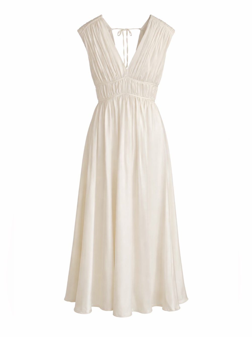 J.Crew 100% Silk Ivory Grecian Maxi Dress Size 8 | Empire Waist Formal Gown